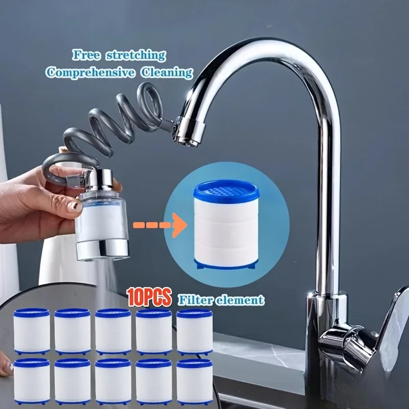 Telescopic Sink Faucet with 10pcs Filter 360° Swivel Extension Tube Shower Water Saving Tap Universal Kitchen Gadget Accessories
