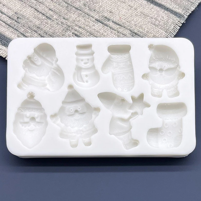 Christmas Stocking Glove Santa Claus Snowman Silicone Sugarcraft Mold Cupcake Baking Mould Fondant Cake Decorating Tools