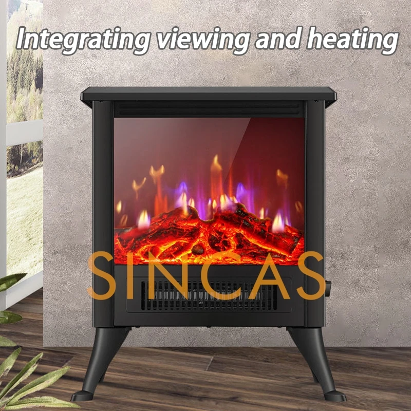 3D Simulation Charcoal Fire Electric Heater Household Warm Air Fireplace Heater 1500W Power PTC Heating Energy-saving Heater