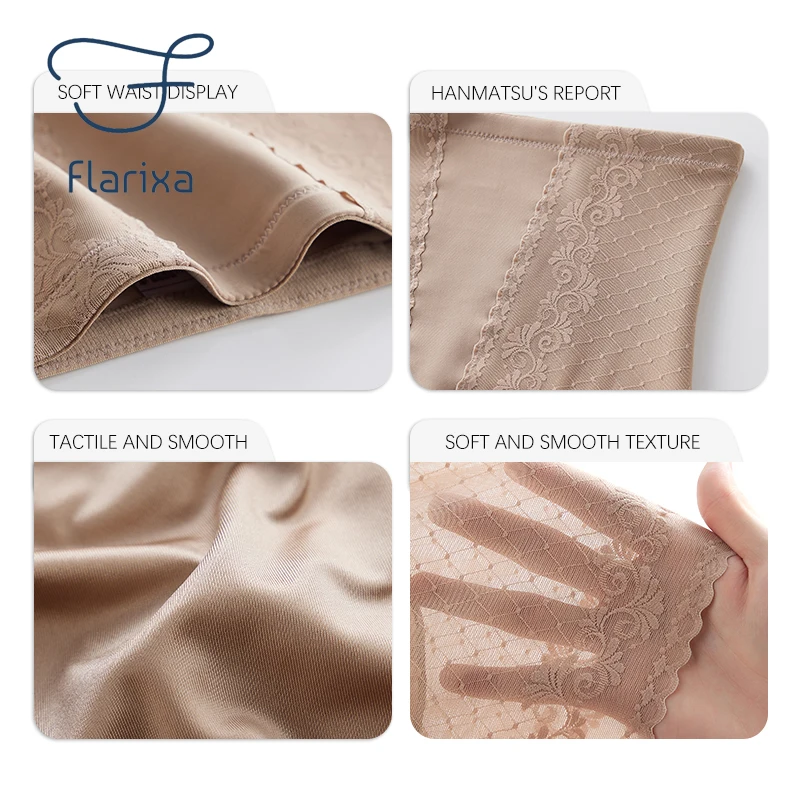 Flarixa Women High Waist Lace Panties Tummy Control Underwear Flat Belly Pants Hip Lift Panty Body Shaper Safety Shorts Summer