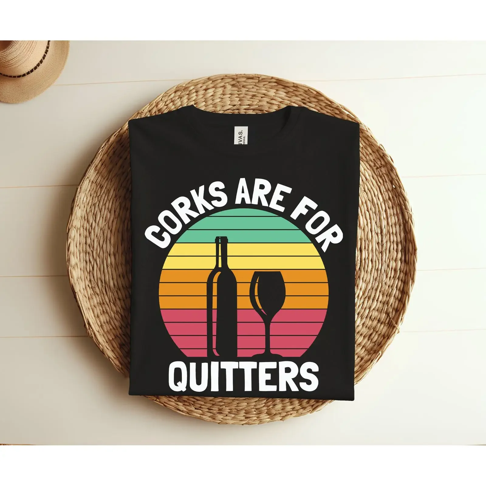 Corks Are For Quitters Funny Wine T shirt Retro Vintage Sunset Lover Birthday Drinking Enthusiasts Apparel vintage Washed