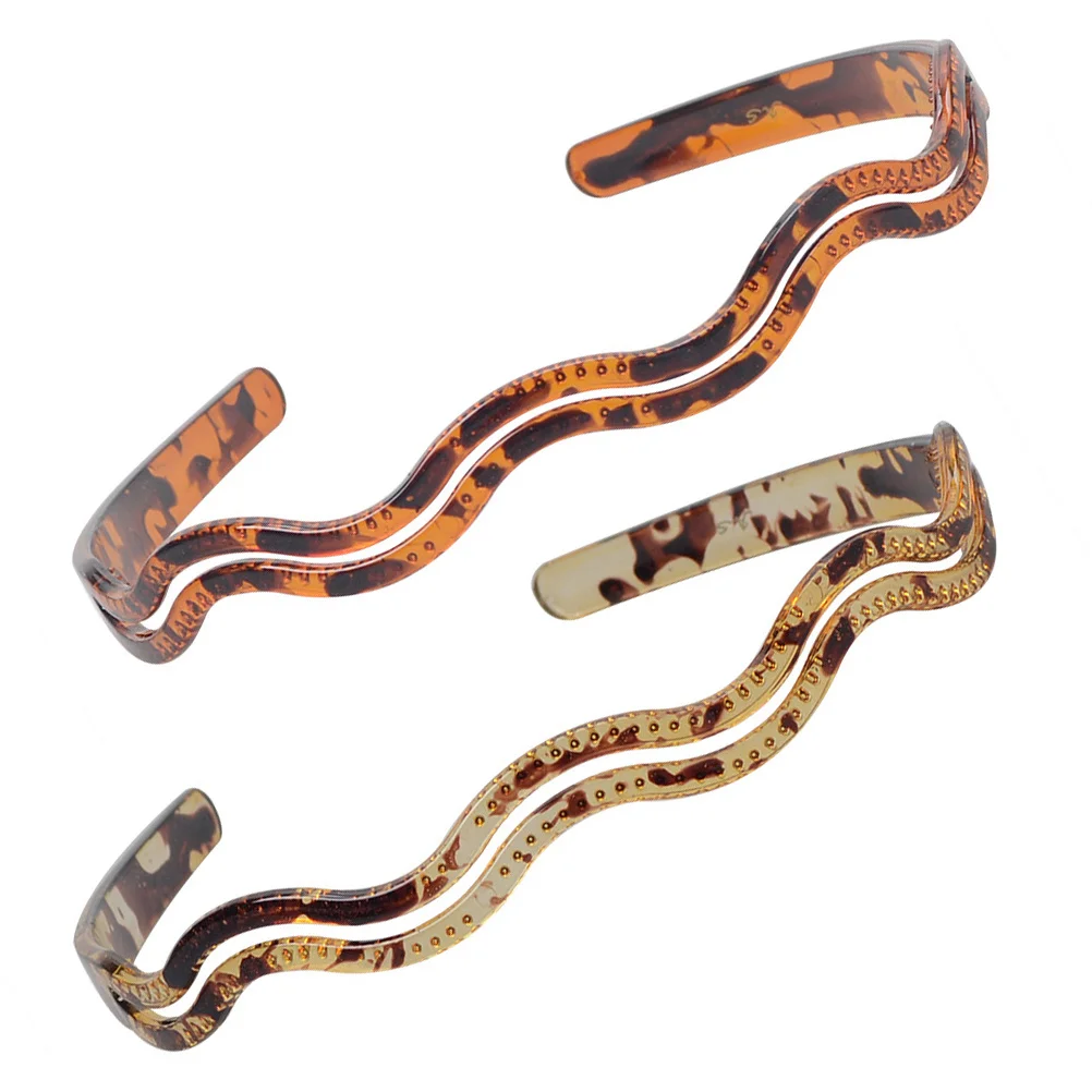 

2 шт., обручи для волос из смолы, U-образная зубчатая повязка на голову для мытья лица, макияжа, спорта, повседневного использования, легкие гибкие ленты для волос