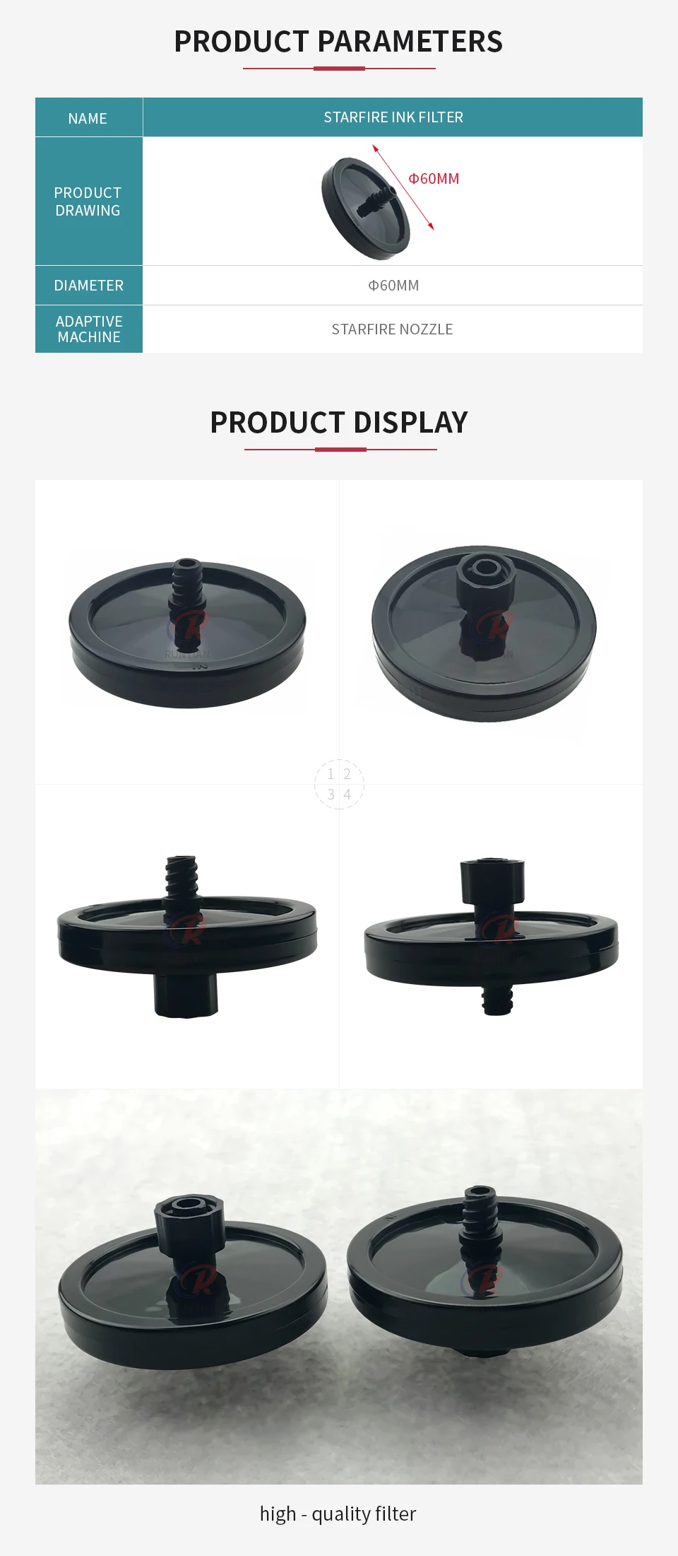 2 Stück Tintenfilter für Starfire 1024GS Druckkopf 60 mm Scheiben-Tintenfilter für Flora Gongzheng Wit-Farben-Tintenstrahldrucker UV-Filter – Detail 3