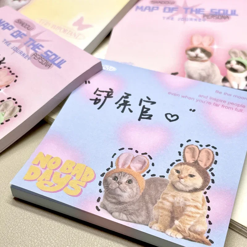 50 Sheet Kawaii Cat Sticky Note American Style Lovely Cartoon Cat Notepad DIY Decorative Scrapbook Memo Pad Student Supplies