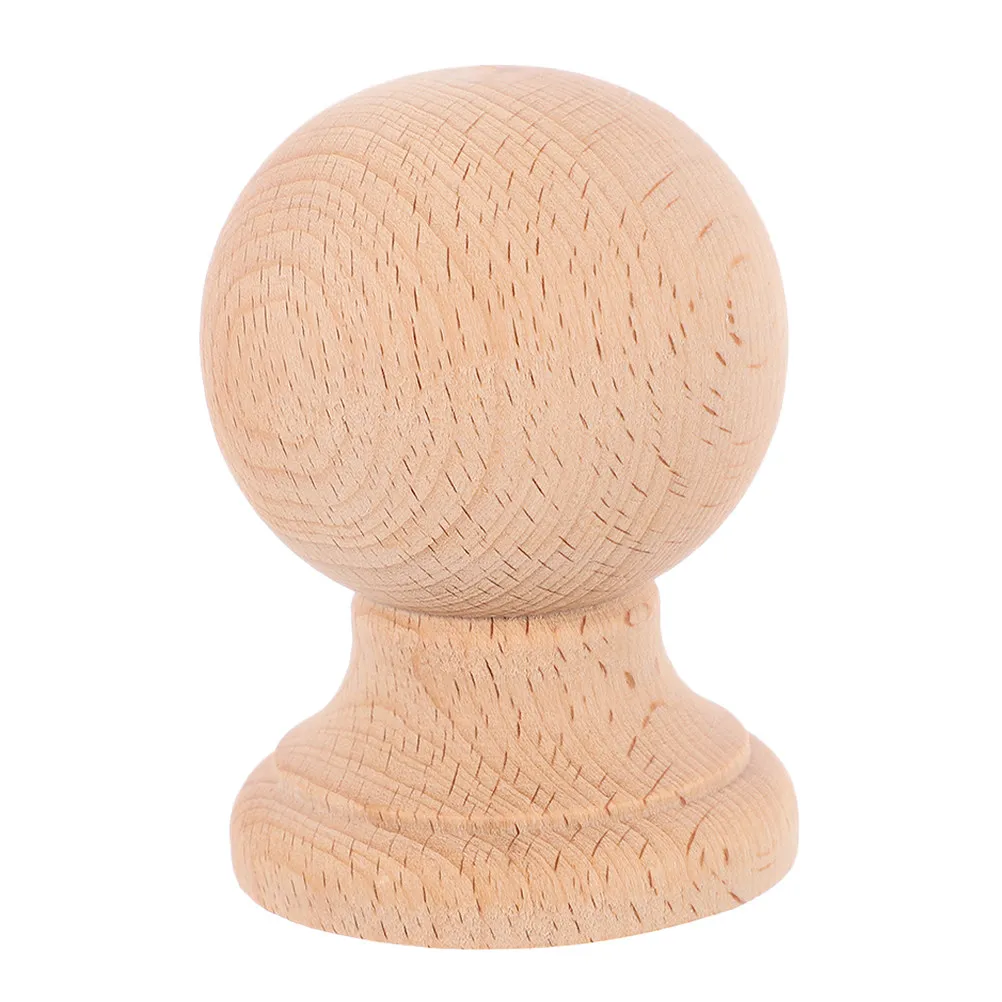 Roman Style Solid Wood Finials Unfinished Carved Wooden Ball Finial for Bed Posts Curtain Rods Staircases Fence Posts Decor