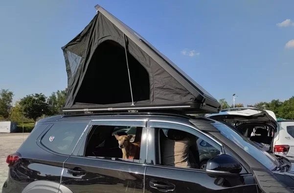 

Hot Sale Easy to Open Two-person Hardshell Car Rooftop Tent Big Size Rooftop Tent Triangle Aluminum Outdoor Camping Car Tent