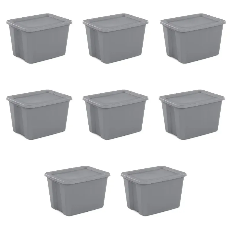 

Sterilite 18 Gallon Tote Box Plastic, Gray, Set of 8 storage organizer storage containers storage box organizer box