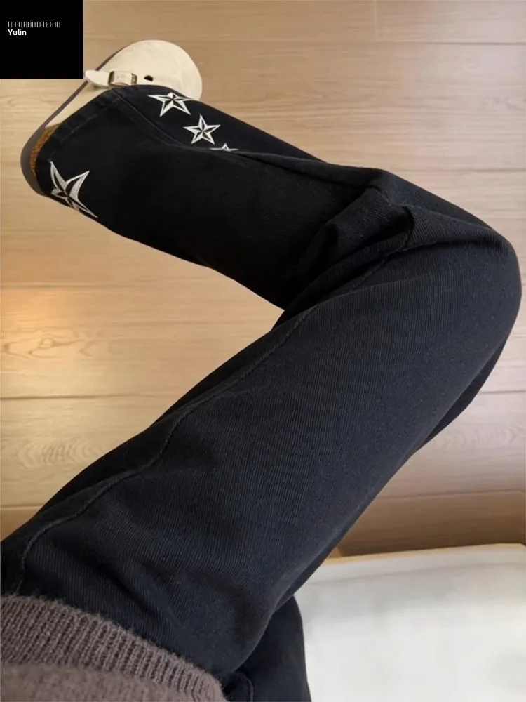 

Мужские зимние джинсы Bla с вышивкой, на флисовой подкладке, прямого кроя, в стиле High Street, эластичные, слегка расклешенные, в американском стиле