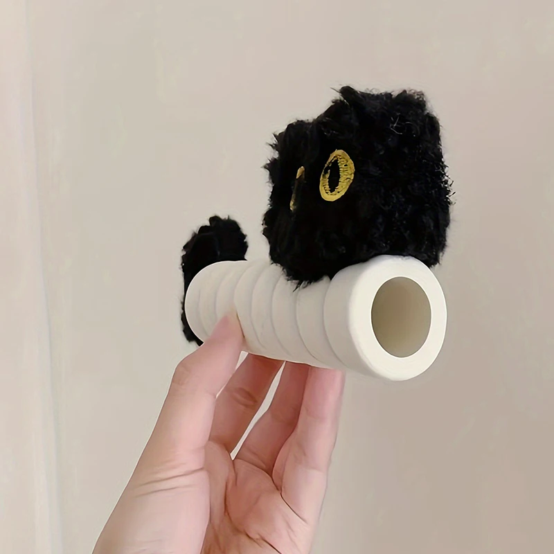 2Pcs Cute Door Handle Covers Plush Cat Eav Foam Anti-Collision Handle Cover Round Anti-Static Door Knob Protector Home Decorate