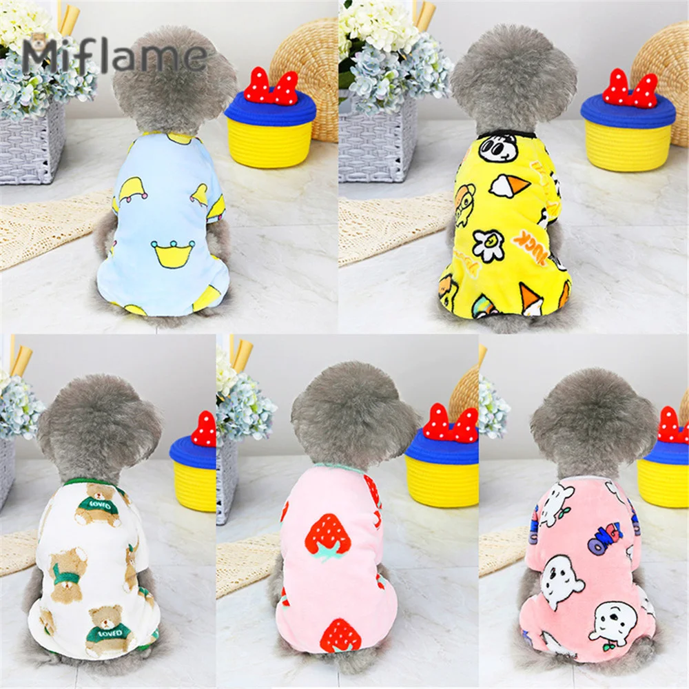 Miflame Autumn Winter Pet Clothes Four Legged Small Dogs Warm Jumpsuit Teddy Bichon Schnauzer Plush Comfortable Cat Dog Costume