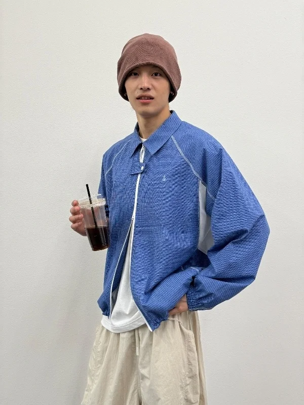 

Мужская верхняя одежда в американском ретро-стиле, синяя в клетку, повседневная, с длинными рукавами и воротником, универсальная, свободного кроя, из смесового полиэстера и хлопка, дышащая