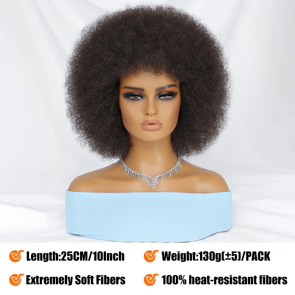 Afro verworrene lockige Perücke synthetisch mit Pony kurze flauschige Haar Perücken für schwarze Frauen Ombre Cosplay natürlich braun schwarz rosa