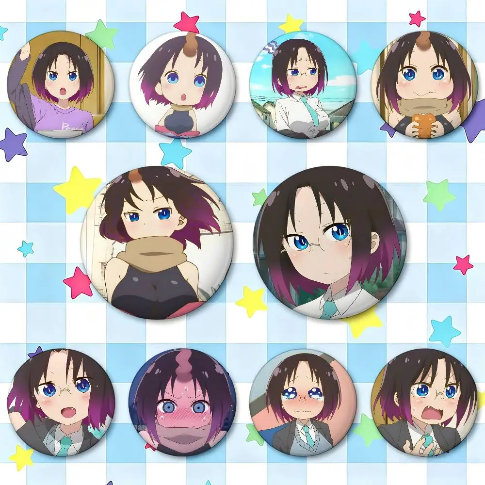 Elma Miss Kobayashi's Dragon Maid Badges 25 32 44 58 75 Mm Round Cosplay Pin Bag Decor Fans Collect Friends Gifts Brooch