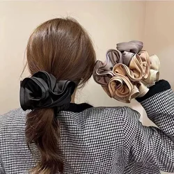 2023 Korean Solid Color Silk Scrunchie Fashion Grace Elastic Hair Bands Girls Ponytail Scrunchies Headwear Hair Accessories
