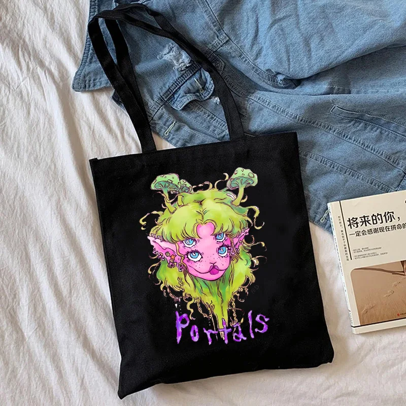 Gothic Hot Sale Melanie Martinez  Shopping Bag Eco Manga Tote Harajuku Shopper Bag Women Canvas Shoulder Bag