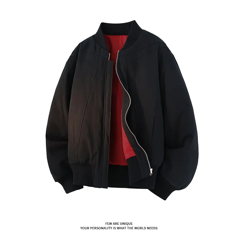 

Thiened Cotton Jaet Men's Casual Sle Couple's Baseball Coat Flight Jaet Autumn Winter Vintage Loose Fit PU Material