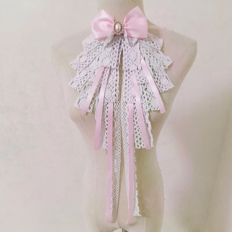 1PC Lolita Lace Bow Gothic Court Elegant Neck Ties Cosplay Collar Detachable Cosplay Collar for Woman Detachable Fake Collars