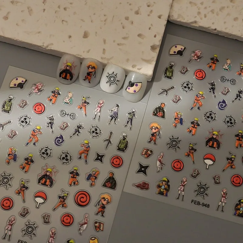 NARUTO Uchiha Itachi Uchiha Sasuke personalisierte kreative Nagelkunst-Aufkleber, zweidimensionale Relief-Nageldekorationsaufkleber, Geschenk – Detail 3