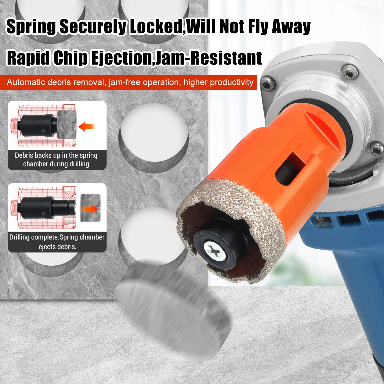 

Пружинный картридж M10/M14 для алмазных кольцевых пил — удаление мусора для мрамора, плитки, гранита