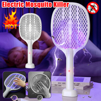 2-in-1 Electric Mosquito Swatter Mosquito Killer USB Rechargeable Angle Adjustable Electric Bug Zapper Fly Bat Insect Swatter