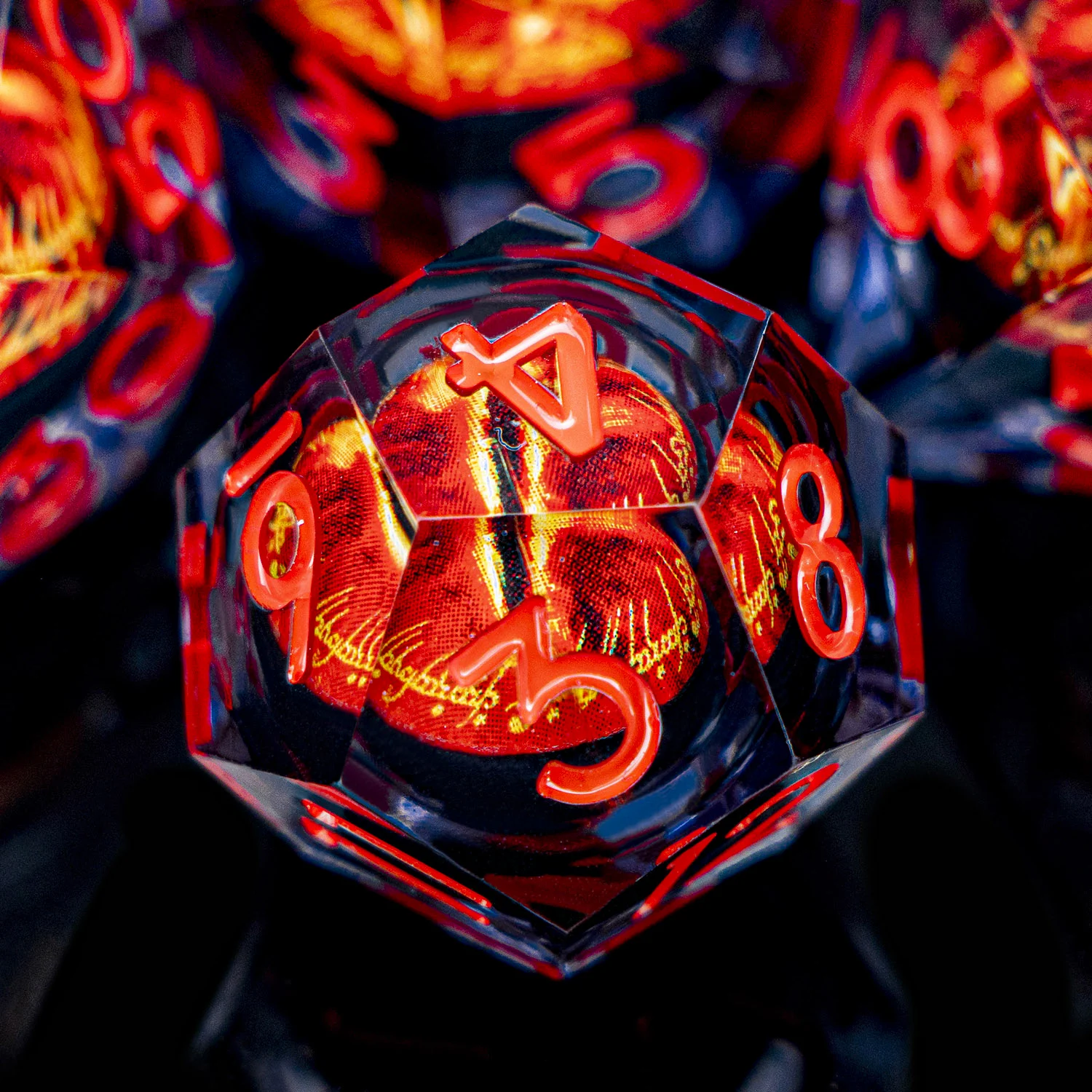 7 قطعة تدفق السائل الأساسية عين Sauron D20 Dnd حافة حادة الراتنج مجموعة نرد D و D الزنزانة والتنين لعب الأدوار ألعاب D & D النرد