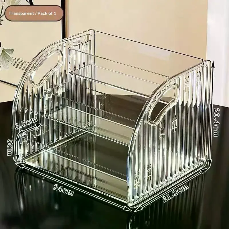 Clear Acrylic Cosmetic Organizer Large Capacity Multi-Tier Storage Stand for Bathroom Vanity Makeup Tools