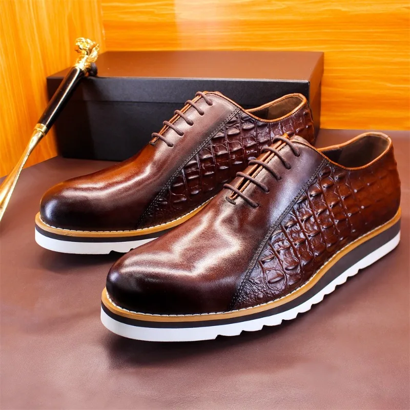 

Designer Cow Leather Casual Men's Shoes Genuine Leather Sport Platform Office Lightweight Leather Shoes Male Flat Oxfords