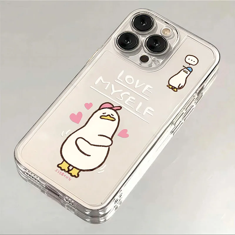 Funny Duck Phone Case For iPhone 16 15 14 13 12 11 Pro XS MAX 7 XR 8 7 Plus Clear Cover Fundas