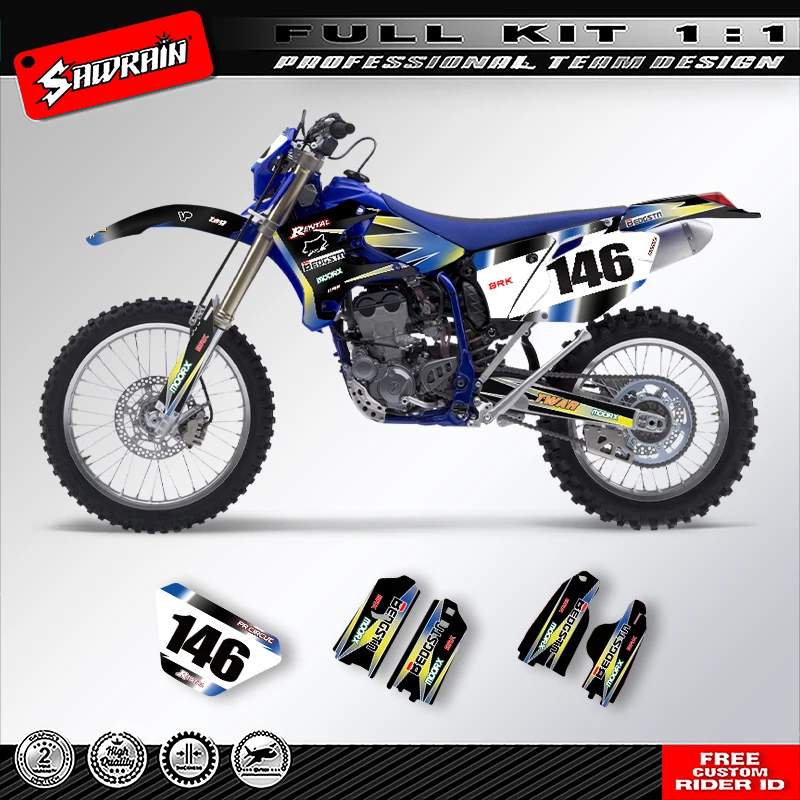 

Sawrain Motorcycle Sticker Custom Team Graphics Decals Kit For YAMAHA WRF250 450 2003 2004 2005 2006 007