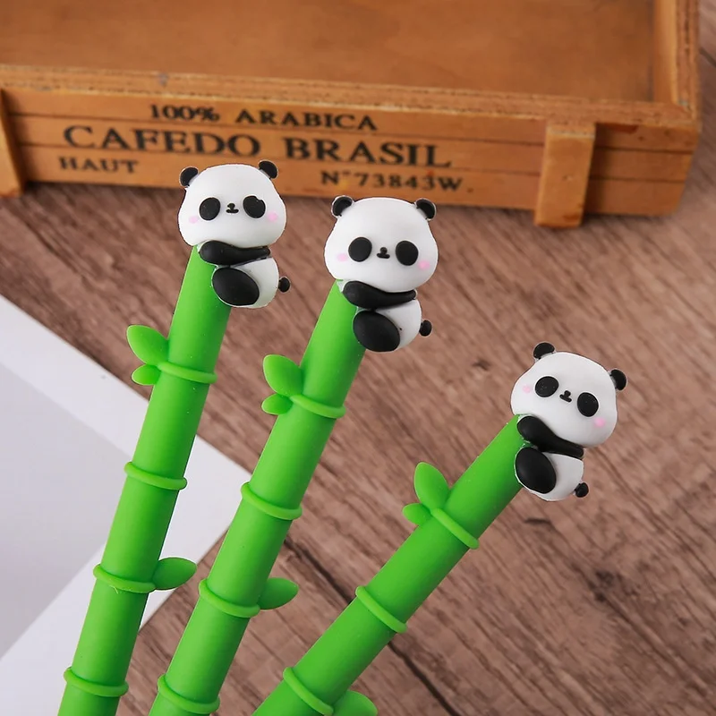 40pcs/lot Creative Bamboo Panda Gel Pen Cute 0.5mm Neutral Pen School writing Supplies Promotional Gift