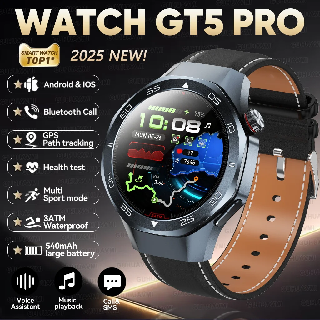 

2025 Новые GT5 Pro Мужские GPS Спортивные Смарт-часы Двухдиапазонный GPS Компас 3ATM Водонепроницаемые 1,53-дюймовый Ultra HD-экран Смарт-часы с голосовым вызовом