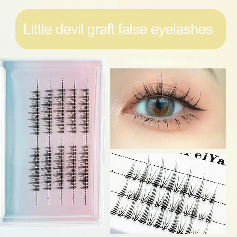 False Eyelashes Fishtail Style Waterproof Soft Segmented Little Devil False Eyelashes Natural Imitation Grafting Cos Comic Eye