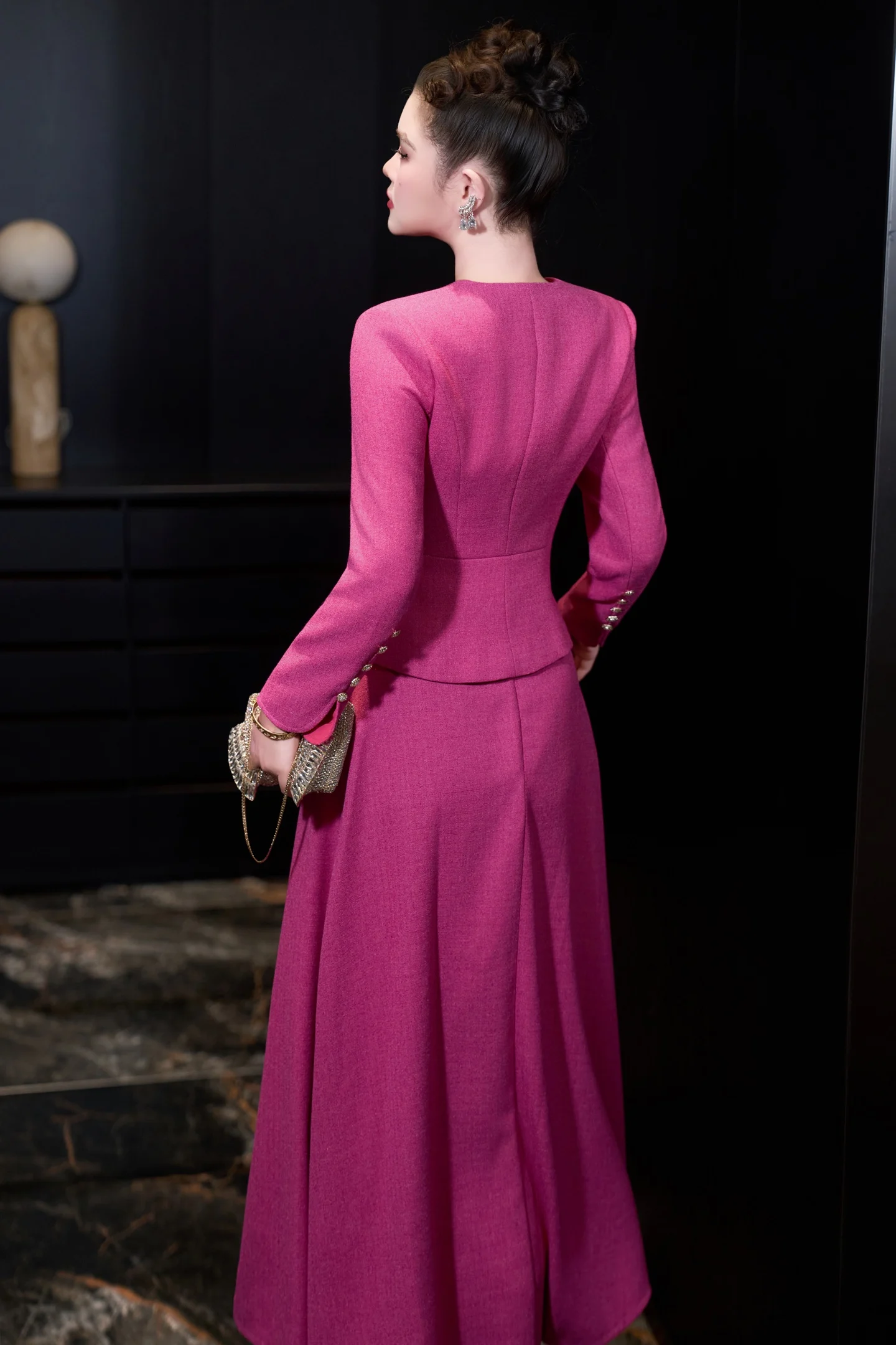 ZJYT Elegant Women's Long Sleeve Jacket and Long Skirt Suit Autumn Winter Fashion Suits Two Piece Outfit 2025 Party Dress Sets