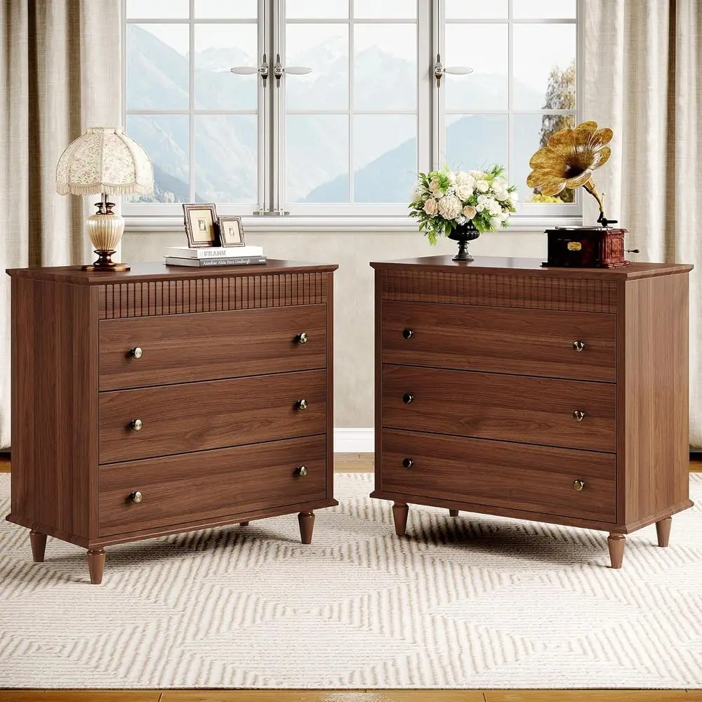 

Large Storage Nightstand with Metal Handles, Rustic Brown (2)