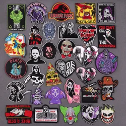 Iron On Patches DIY Horror Movies Embroidered Patches For Clothing Ghost Punk Patches On Clothes Applique Badges Sewing Stickers