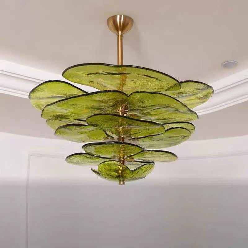 Modern Vibrant Colors Petal Chandelier Glass Material Nordic Style Ceiling Pendant Light Luxury Art Decor Lamp Living Room