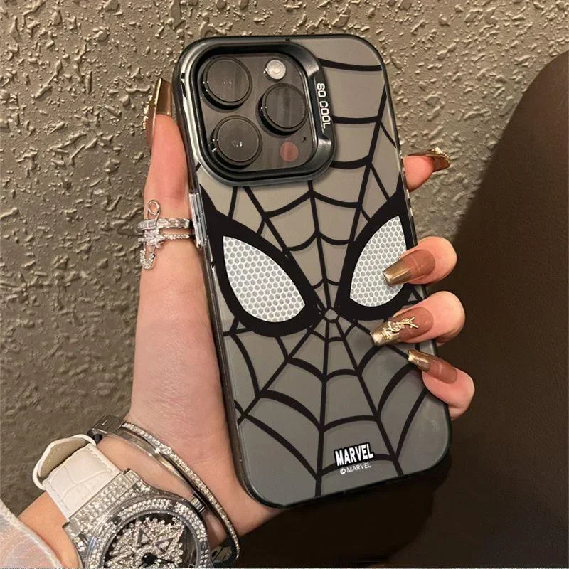 

HOT Marvel Spider Man Black White Cool Phone Case For iPhone 15 14 13 12 11 Pro Max XR XS 7 8 Plus Y2K Soft Anti Fall Cute Cover