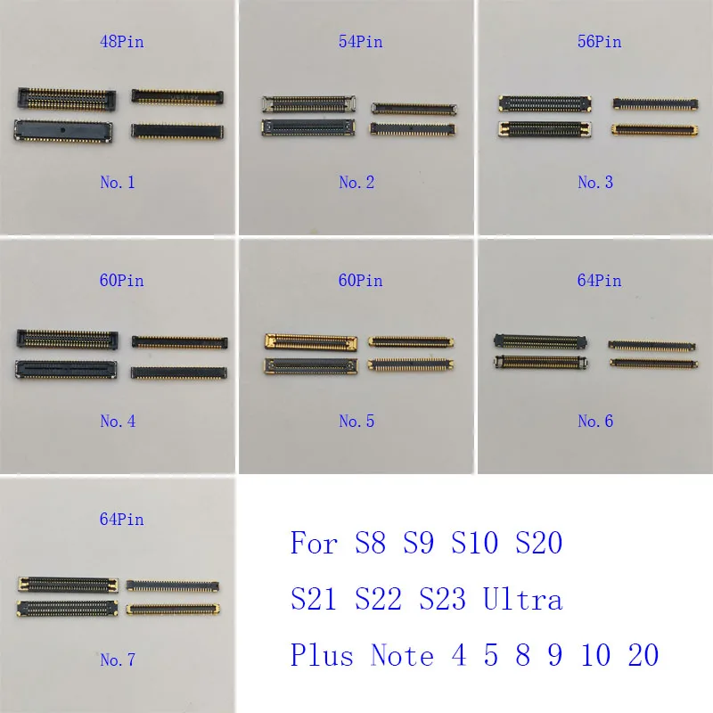 5 Sets LCD Display Screen USB Charging FPC Connector For Samsung S6 S7 S8 S9 S10 S20 S21 S22 S23 Ultra Plus Note 4 5 8 9 10 20