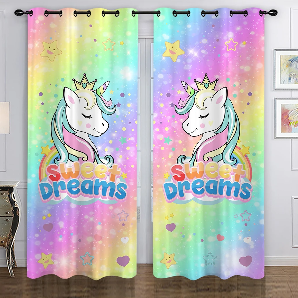 

Rainbow Background Sweet Dream Unicorn Curtains, Nordic Minimalist, Modern Decoration Curtain, Living Room, Dining Room, Bedroom