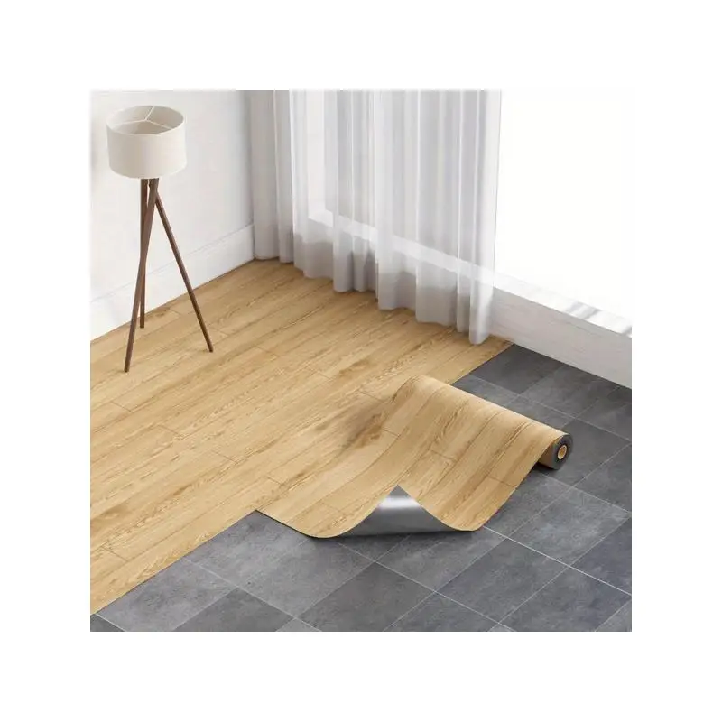 

3D Peel and Stick Vinyl Flooring Roll, Wood Grain Design, Vinyl Plank Tile for Bathroom, Kitchen, RV, Renter Friendly, Yellow