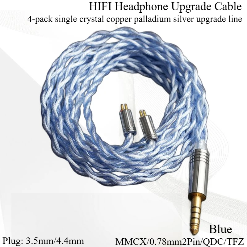 

HIFI Earphone Upgrade Line IEM MMCX 0.78mm2Pin QDC TFZ 4-strand Single Crystal Copper Plated Palladium Silver Wired Earphone