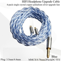 HIFI Earphone Upgrade Line IEM MMCX 0.78mm2Pin QDC TFZ 4-strand Single Crystal Copper Plated Palladium Silver Wired Earphone