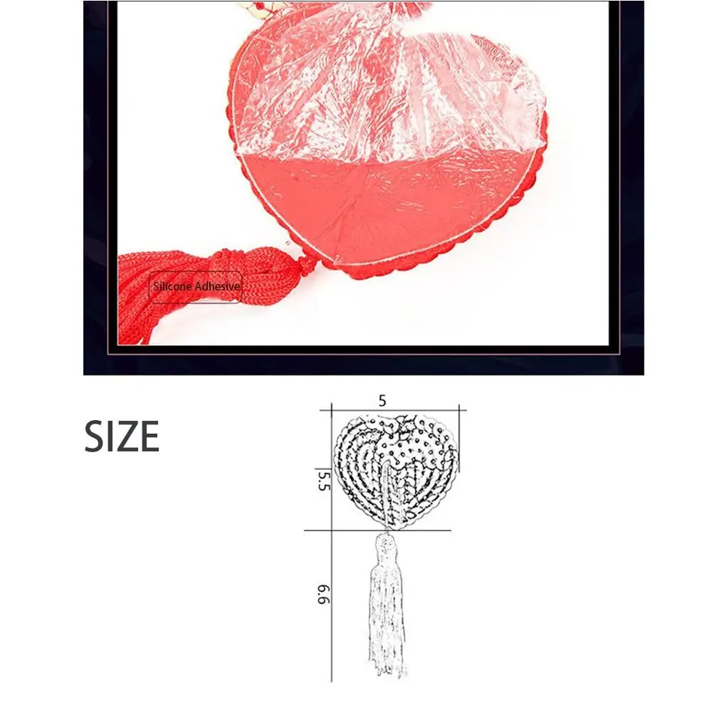 حمالة صدر سيليكون ذاتية اللصق للنساء ، حمالة صدر على شكل قلب مطرزة بالترتر الساخن ، شرابة ملابس داخلية ، حمالة صدر صدر ، زوج واحد