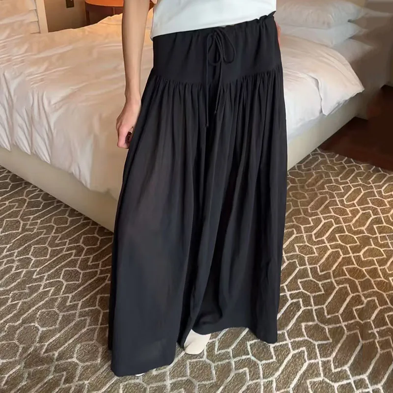 Women's High-Waisted Wide-Leg Pants, Casual and Versatile Black Skirt-Pants, High-Quality Pants, 2026, New Arrival, Y2K