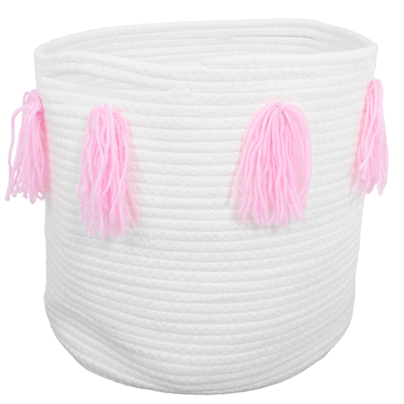 

Ball Storage Basket Light Bin Gift Versatile Hairball Case Multipurpose Container Household Decorative Woven Tassel Cotton