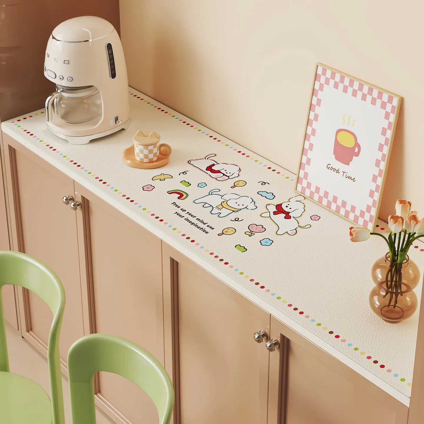 VIKAMA Waterproof Oil-proof Cartoon Desk Mat Long Table Pad for Cabinet TV Stand Shoe Cabinet Decor