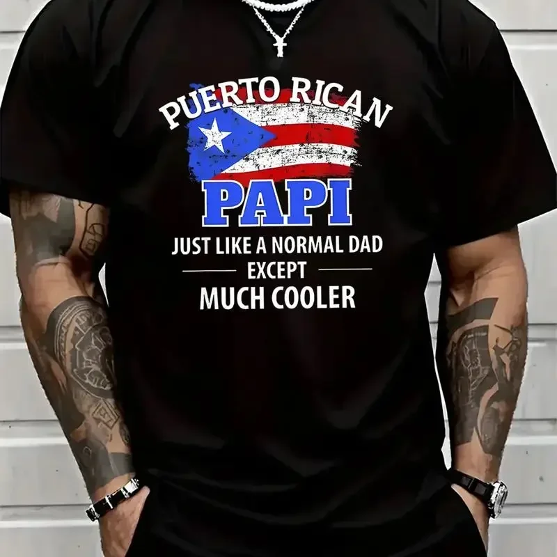 Cotton Puerto Rico Pride Men'S T Shirt Papi With Rican Flag D