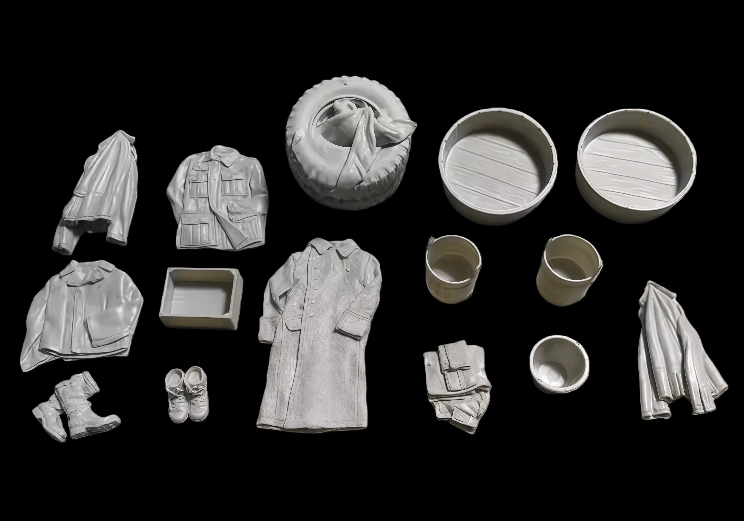 1:35 Die Casting Resin Model Assembly Kit, GK, Resin Clothing and Wooden Basin Accumulation, Unpainted, Requiring Assembly