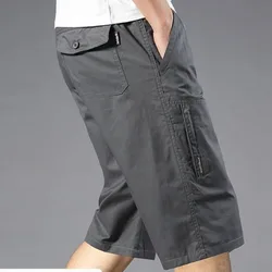 New Vintage Large Pocket Work Shorts Summer Male Loose Straight Breeches Harajuku Fashion Y2k Clothes Mens Casual Pants