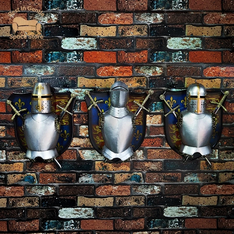 Medieval warrior armor wall decoration bar wall hanging three-dimensional wall decoration Internet cafe wrought iron metal